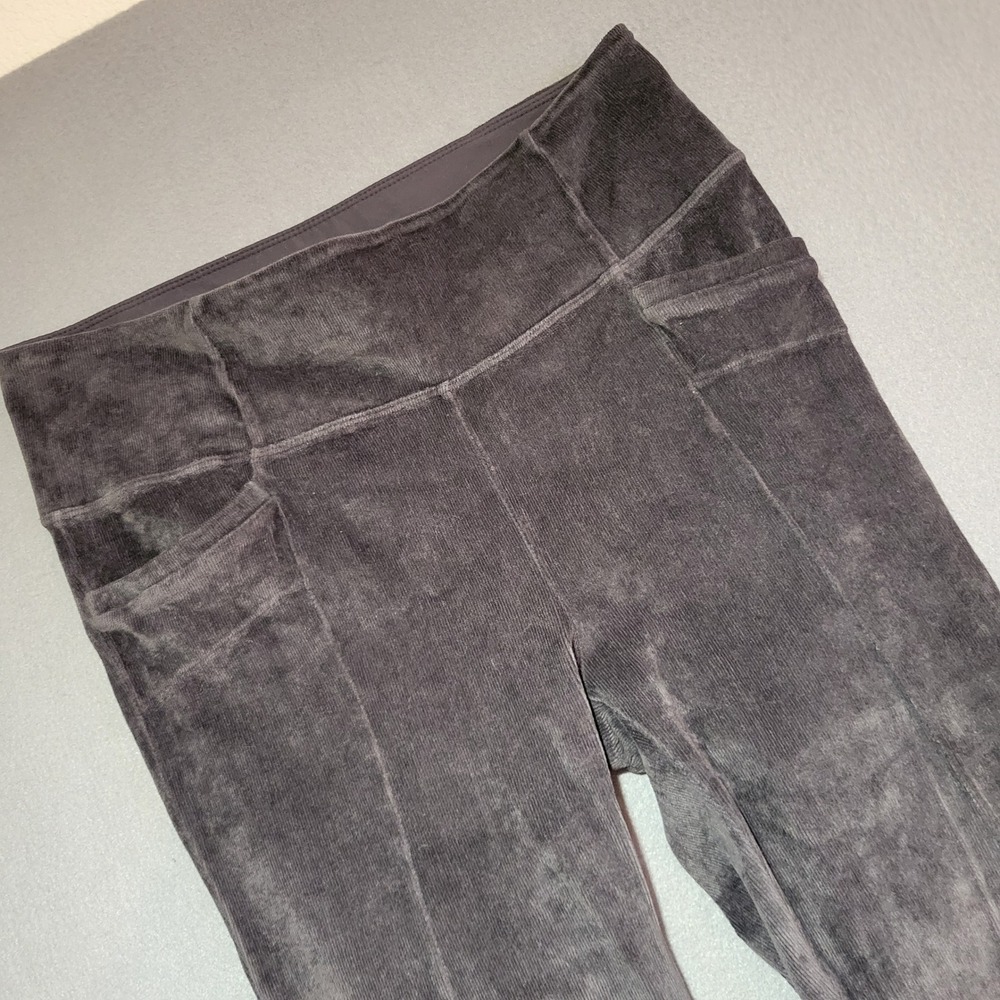 Athleta High Rise Corduroy Leggings Charcoal Gray Pockets LT Large Tall Pants
